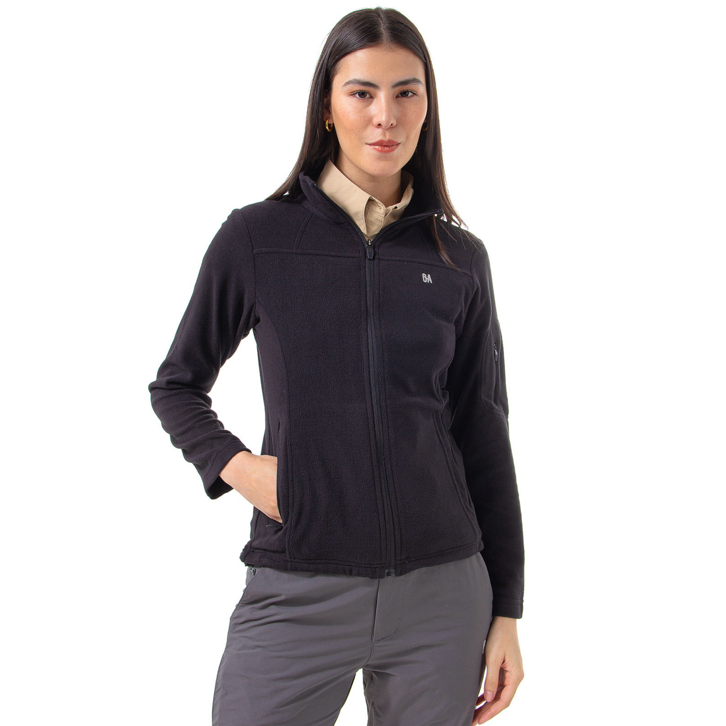 Chaqueta Polar OA Irazu Mujer Negra | Outdoor Adventure Colombia