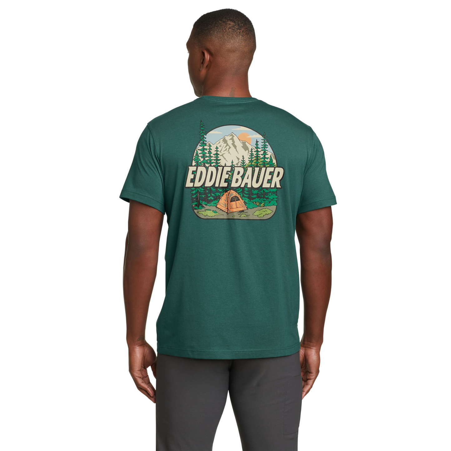 Camiseta Eddie Bauer Camp Scene Hombre Verde | Outdoor Adventure Colombia