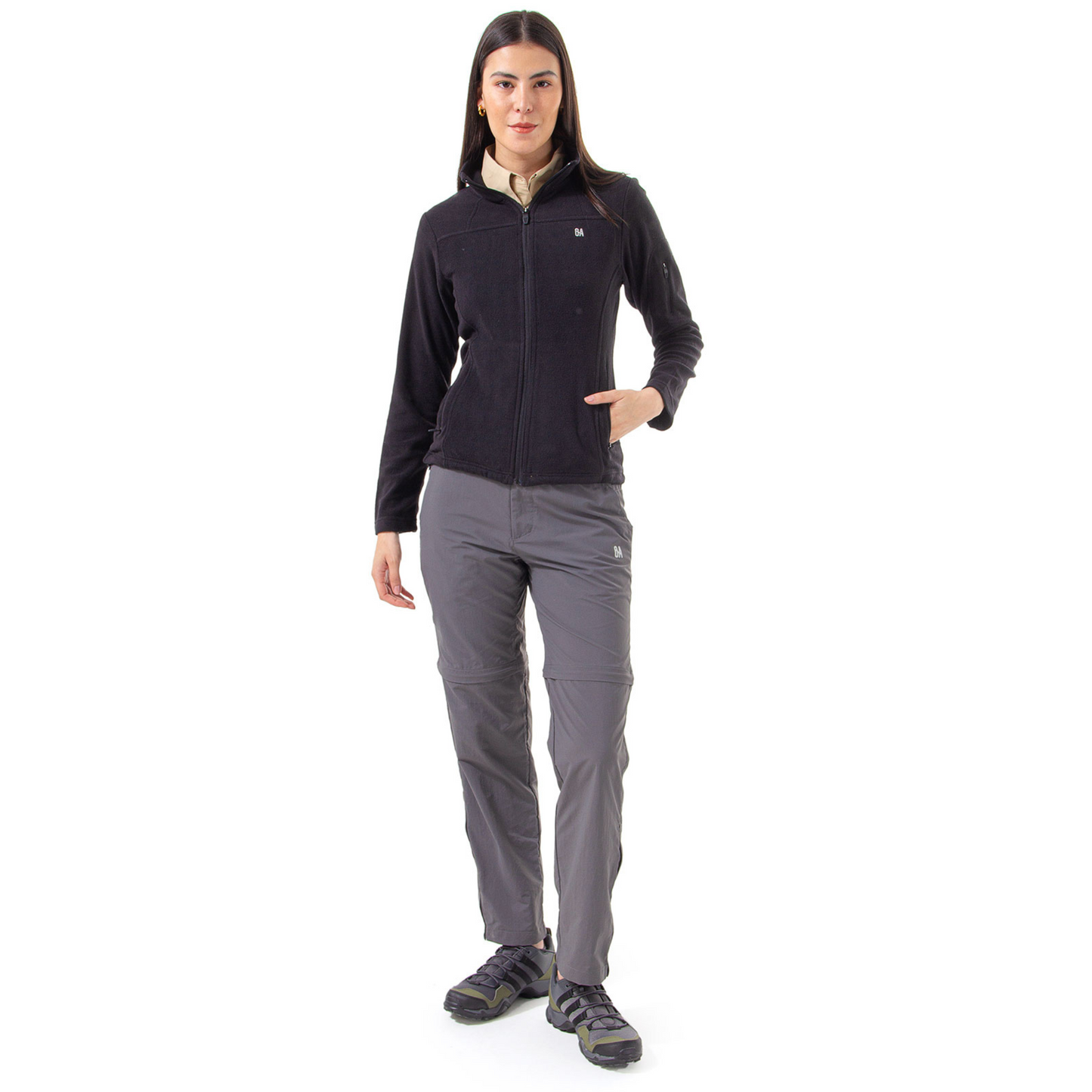 Chaqueta Polar OA Irazu Mujer Negra | Outdoor Adventure Colombia