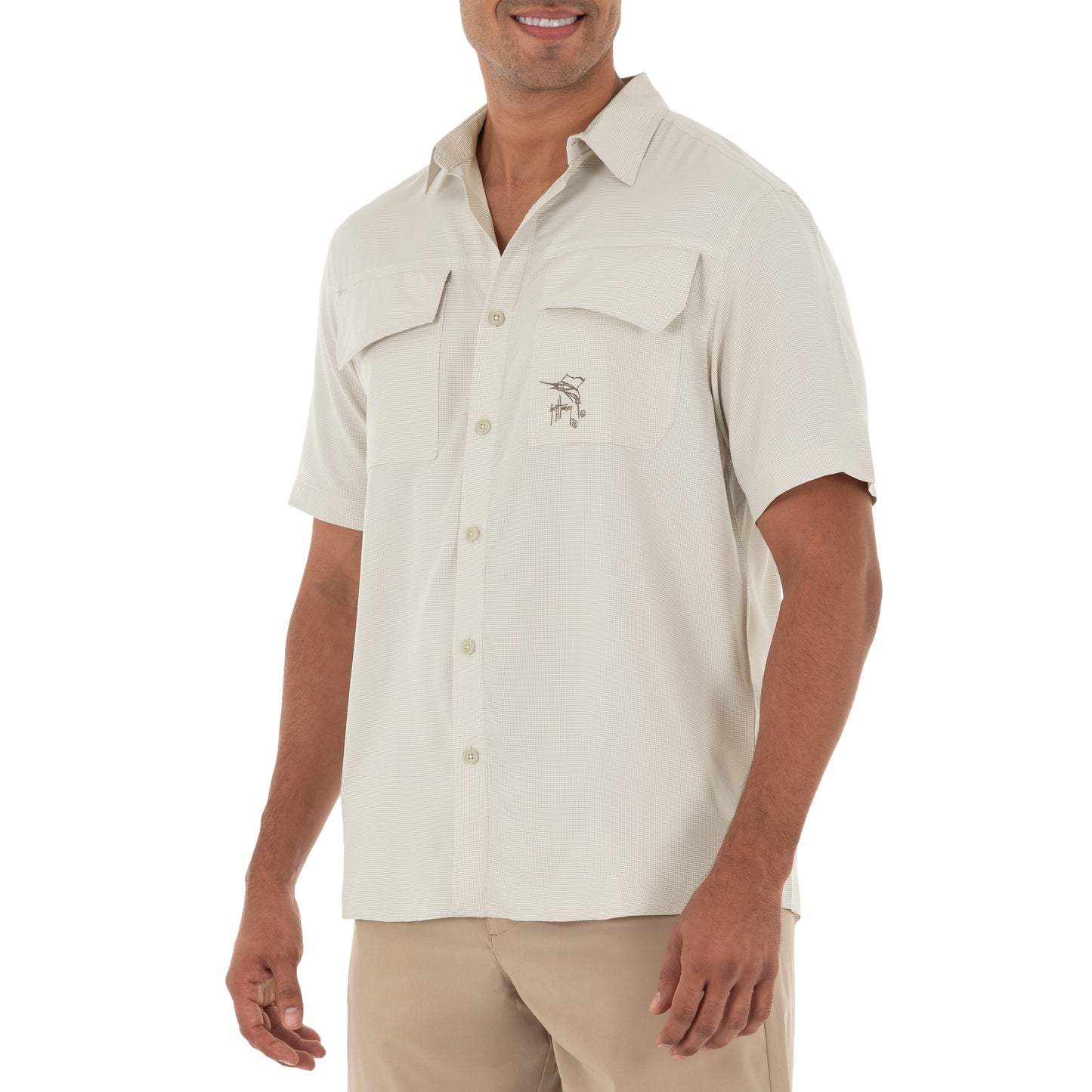 Camisa Manga Corta Guy Harvey Cationic Beige | Outdoor Adventure Colombia