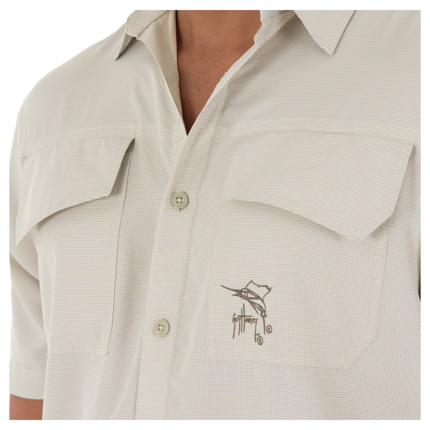 Camisa Manga Corta Guy Harvey Cationic Beige | Outdoor Adventure Colombia