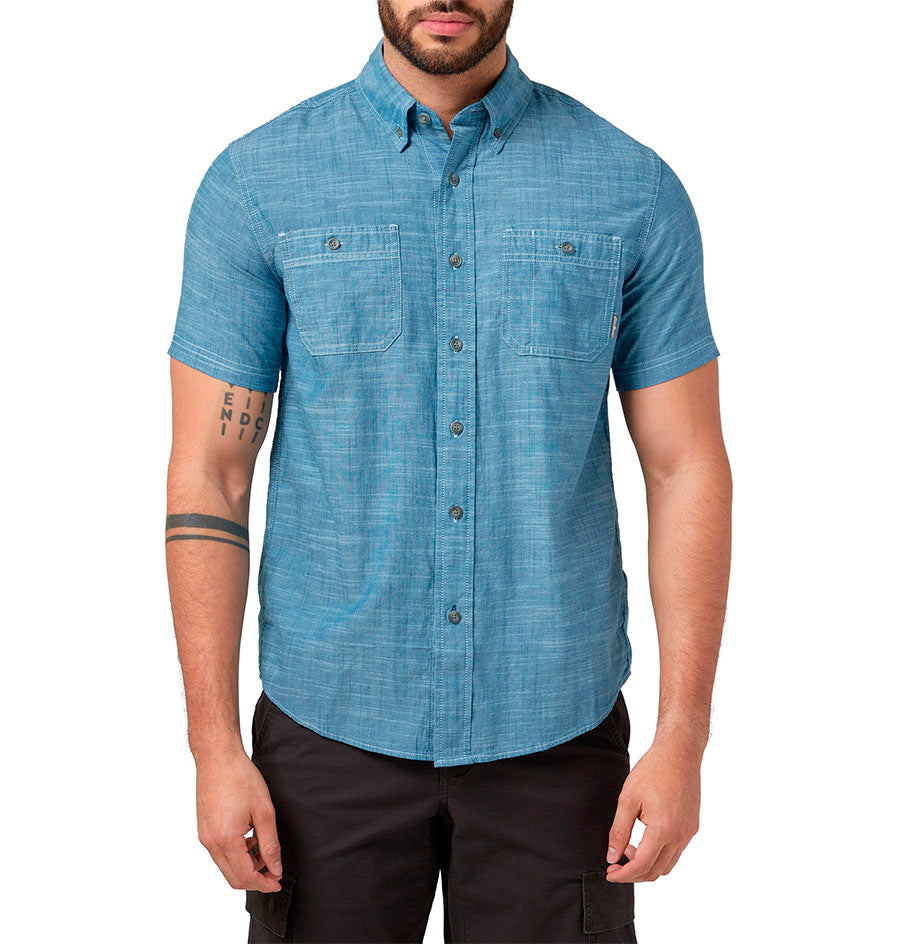 Camisa Manga Corta Bauer Guide Azul Hombre | Outdoor Adventure Colombia