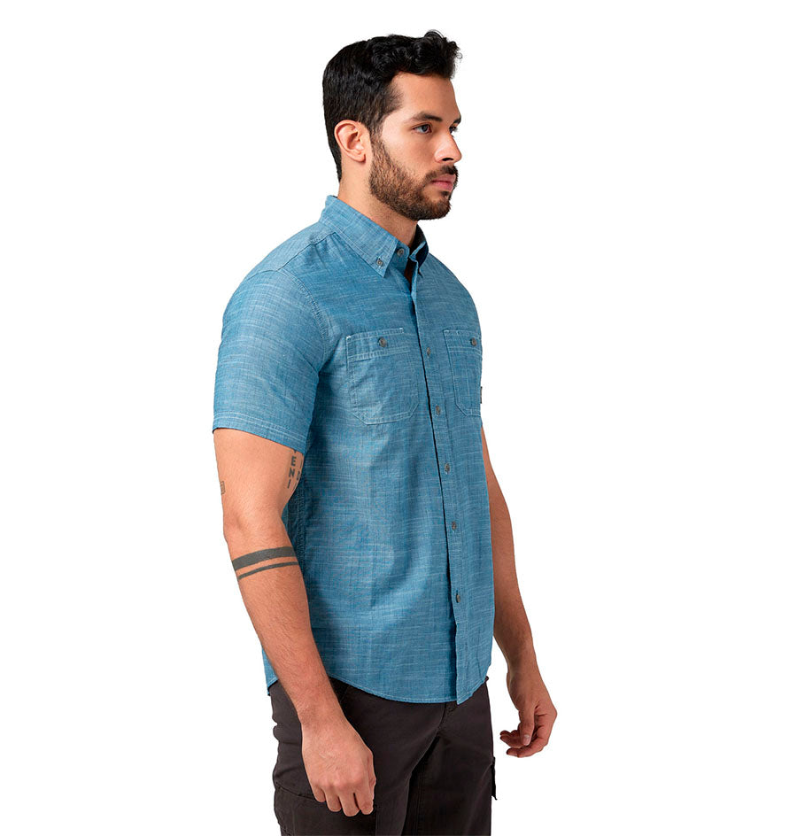 Camisa Manga Corta Bauer Guide Azul Hombre | Outdoor Adventure Colombia