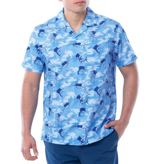 Camisa Manga Corta Guy Harvey Camo Sail Hombre Azul | OA Colombia