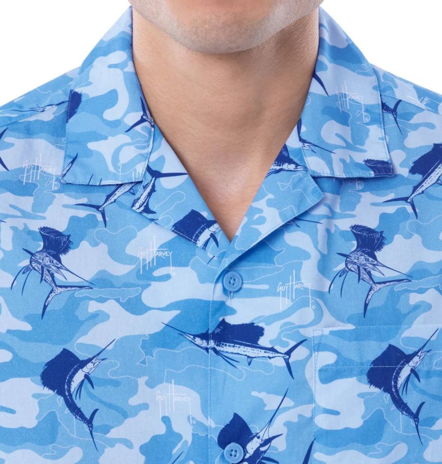 Camisa Manga Corta Guy Harvey Camo Sail Hombre Azul | OA Colombia