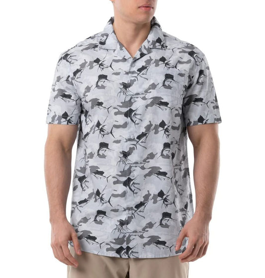 Camisa Manga Corta Guy Harvey Camo Sail Hombre Gris | OA Colombia