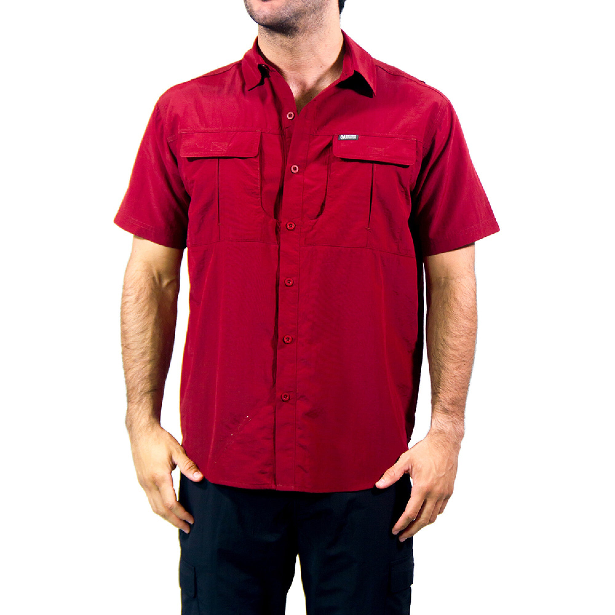 Camisa roja 2025 hombre manga corta