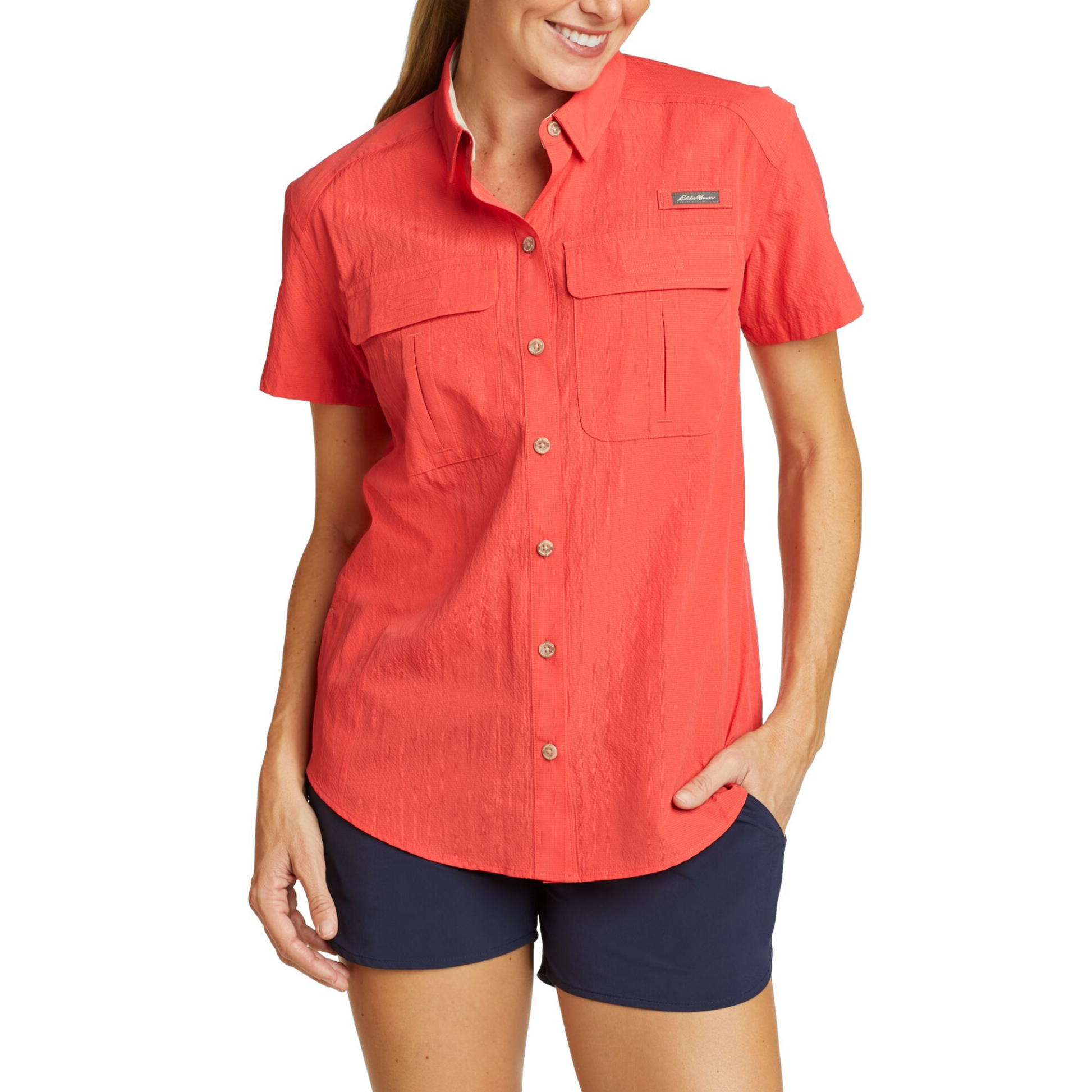 Camisa Guide UPF Mujer Eddie Bauer Salmon | Outdoor Adventure Colombia