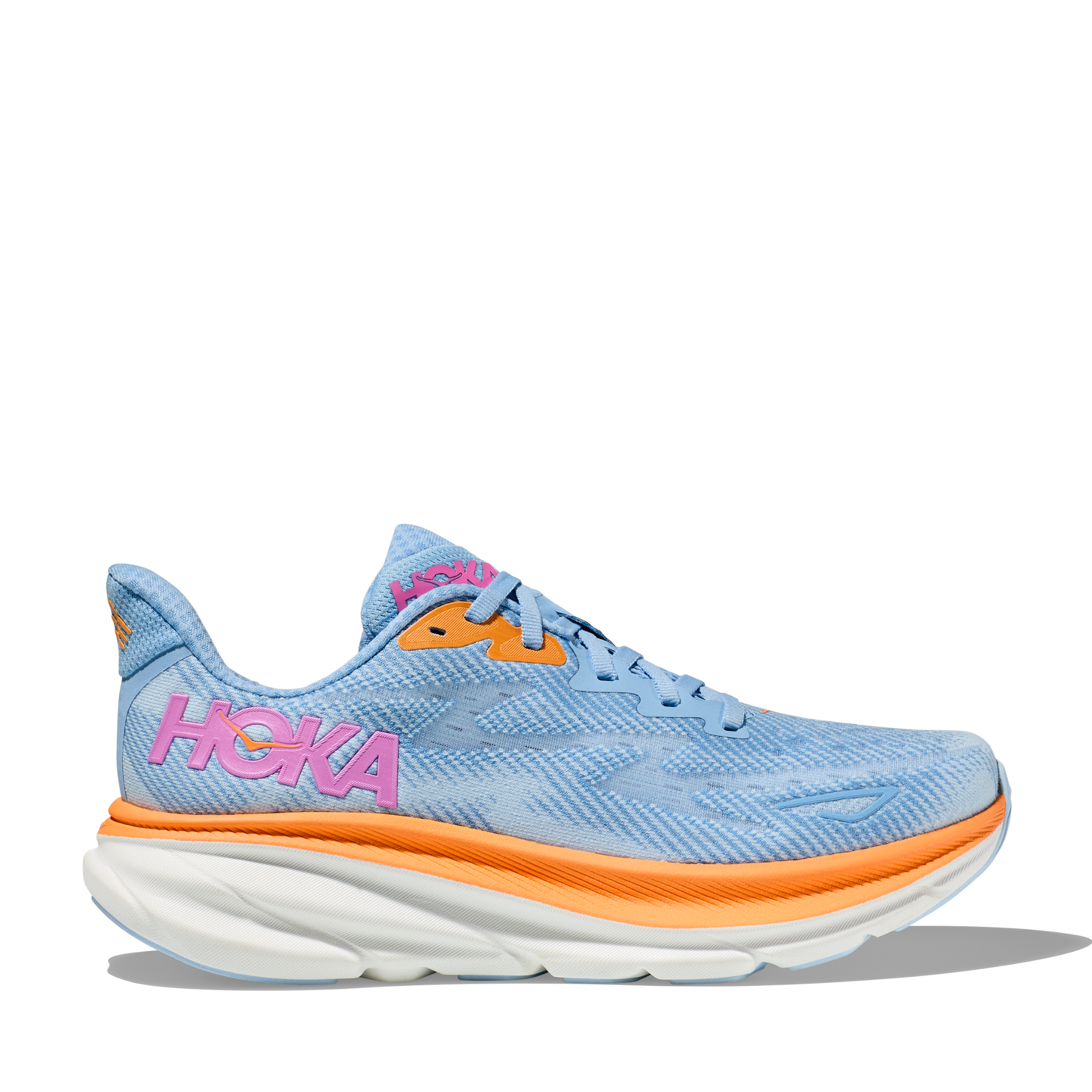 Tenis Running HOKA Clifton 9 Mujer Azul con Rosado | Outdoor Adventure Colombia