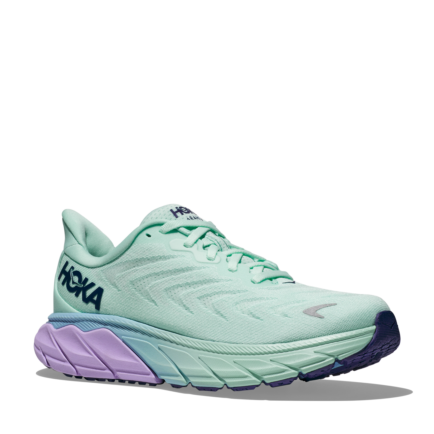 Tenis Running HOKA Arahi 6 Mujer Verde con Morado | Outdoor Adventure Colombia