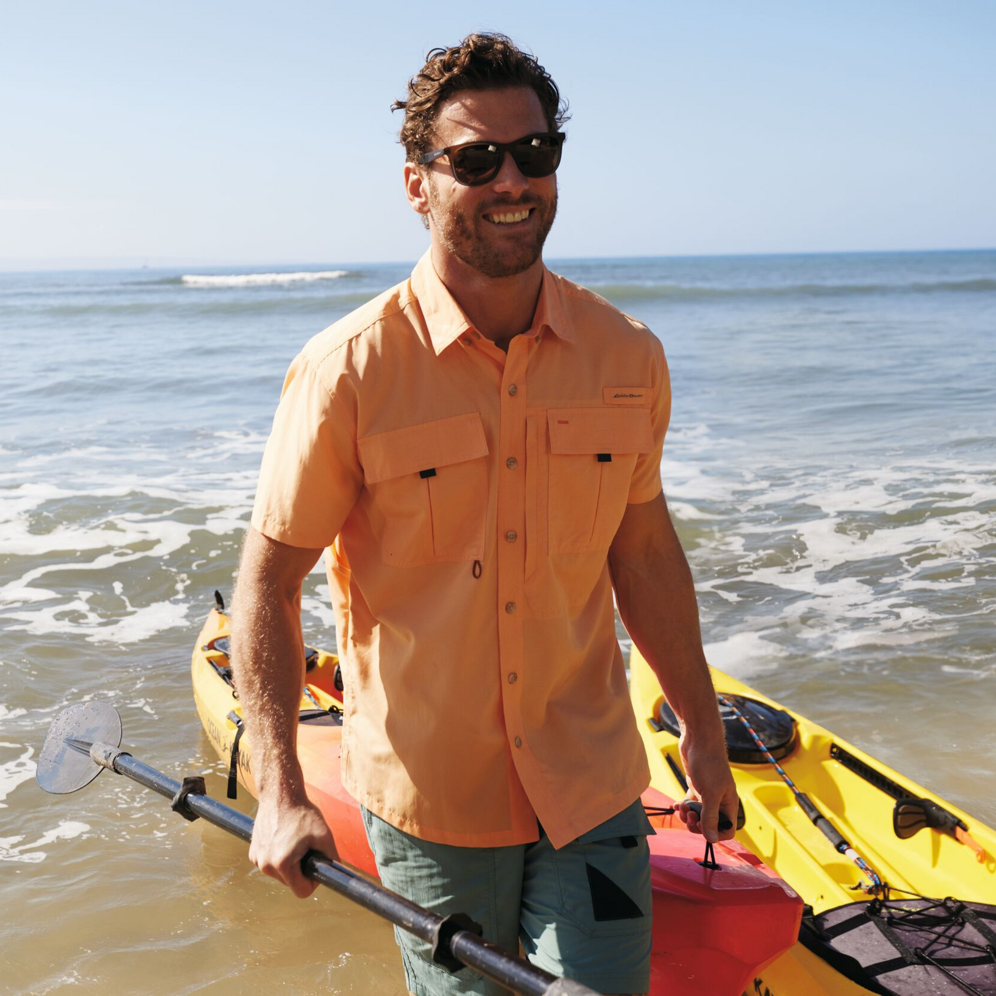 Camisa Eddie Bauer UPF Guide 2.0 Hombre Naranja | Outdoor Adventure Colombia