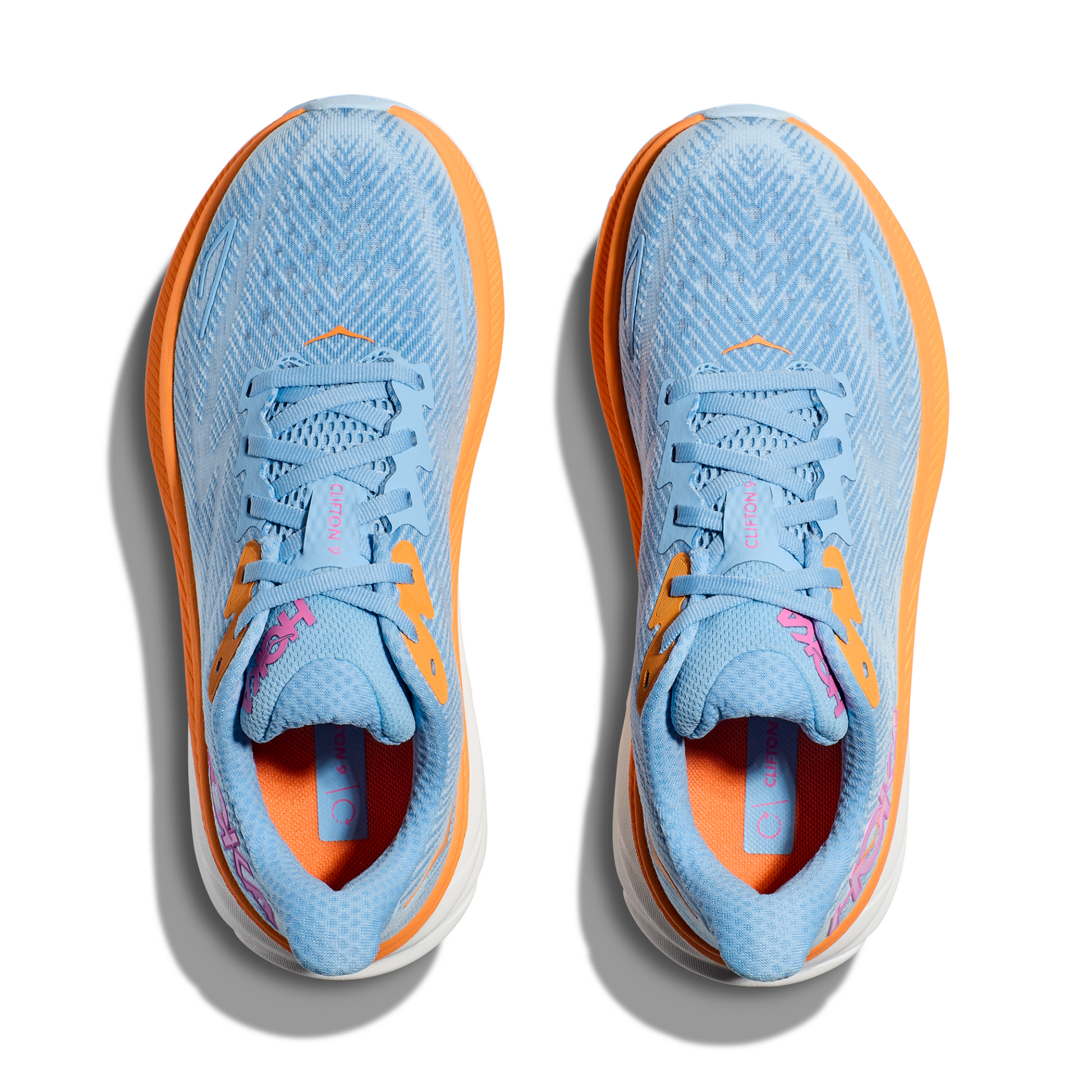 Tenis Running HOKA Clifton 9 Mujer Azul con Rosado | Outdoor Adventure Colombia