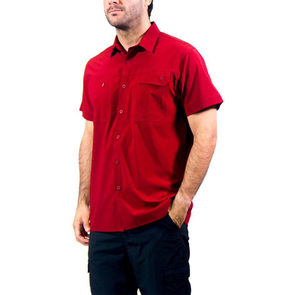 Camisa roja hombre store manga corta